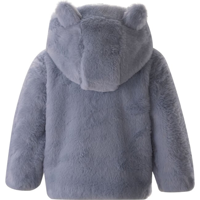 Teddy Faux Fur Double-Breast Flap Pocket Hooded Coat, Blue - Coats - 2