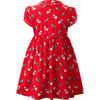 Scottie Dog Print Short Sleeve Button-Front Dress, Red - Dresses - 2