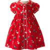 Scottie Dog Print Short Sleeve Button-Front Dress & Bloomers, Red - Dresses - 1 - thumbnail