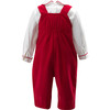 Scottie Dog Print Peter Pan Collar Smocked Overall Set, Red - Mixed Apparel Set - 2