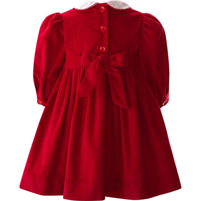 Scottie Dog Print Peter Pan Collar Puff Sleeve Smocked Dress & Bloomers, Red - Dresses - 2