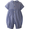 Rocking Horse Peter Pan Collar Short Sleeve Smocked Babysuit, Blur - Onesies - 2