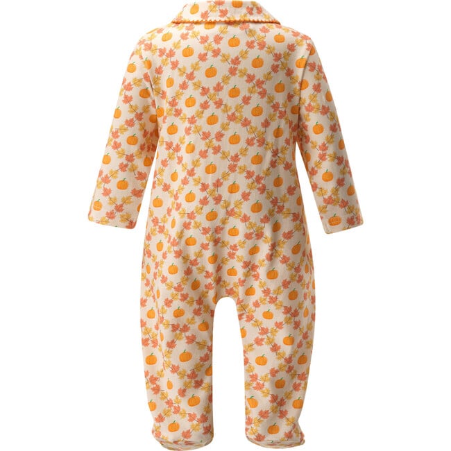 Pumpkin Check Scalloped Trim Snap Footie Babygro, Orange - Onesies - 2