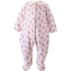 Polka Dot Fawn Print Peter Pan Collar Snap Footie Babygro, Pink - Onesies - 1 - thumbnail