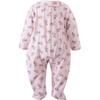 Polka Dot Fawn Print Peter Pan Collar Snap Footie Babygro, Pink - Onesies - 2