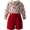 Nutcracker March Peter Pan Collar Long Sleeve Shirt & Short Set, Red - Mixed Apparel Set - 1 - thumbnail