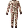 Leopard Elastic Cuff Long Sleeve Jersey Pajamas, Brown - Pajamas - 1 - thumbnail