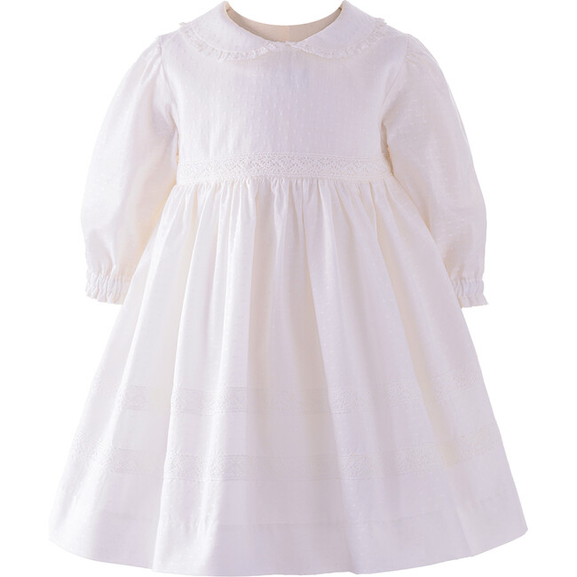 Lace Trim Peter Pan Collar Dress & Bloomers, White