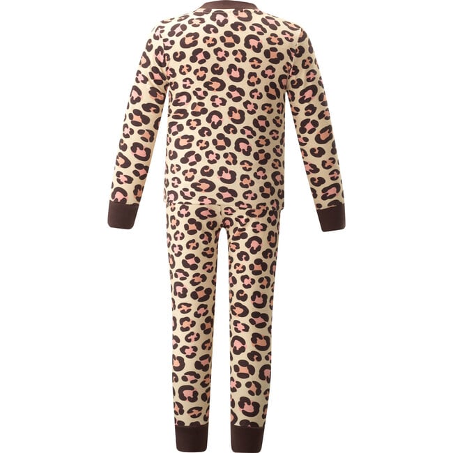 Leopard Elastic Cuff Long Sleeve Jersey Pajamas, Brown - Pajamas - 2