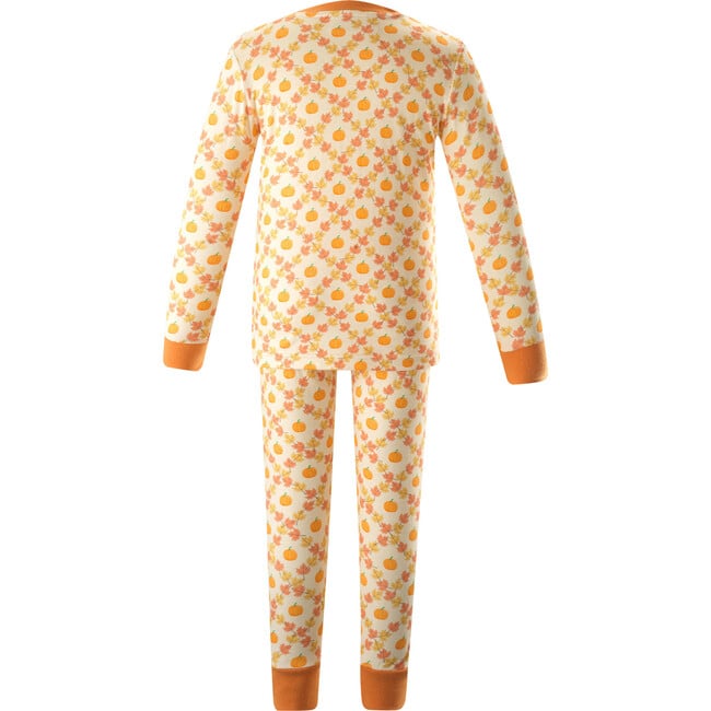 Pumpkin Check Elastic Cuff Long Sleeve Pajamas, Orange - Pajamas - 2