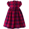 Gingerbread Peter Pan Collar Short Puff Sleeve Smocked Dress & Bloomers, Red - Dresses - 2