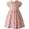 Floral Frill Front Peter Pan Collar Short Puff Sleeve Dress, Pink - Dresses - 1 - thumbnail