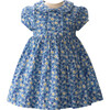 Floral Frill Front Peter Pan Collar Short Puff Sleeve Dress & Bloomers, Blue - Dresses - 1 - thumbnail