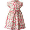 Floral Frill Front Peter Pan Collar Short Puff Sleeve Dress, Pink - Dresses - 2