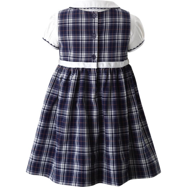 Check Pinafore Ric Rac Trim Top & Gathered Skirt Set, Navy - Mixed Apparel Set - 2