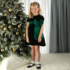 Crushed Velvet Bow Ribbon Tie Short Puff Sleeve Dress, Green - Dresses - 3