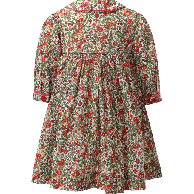 Botanical Floral Print Ric Rac Trim Long Sleeve Button-Front Dress & Bloomers - Dresses - 2