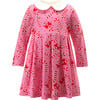 Baby Candy Cane Peter Pan Collar Long Sleeve Jersey Skirt Dress, Pink - Dresses - 1 - thumbnail