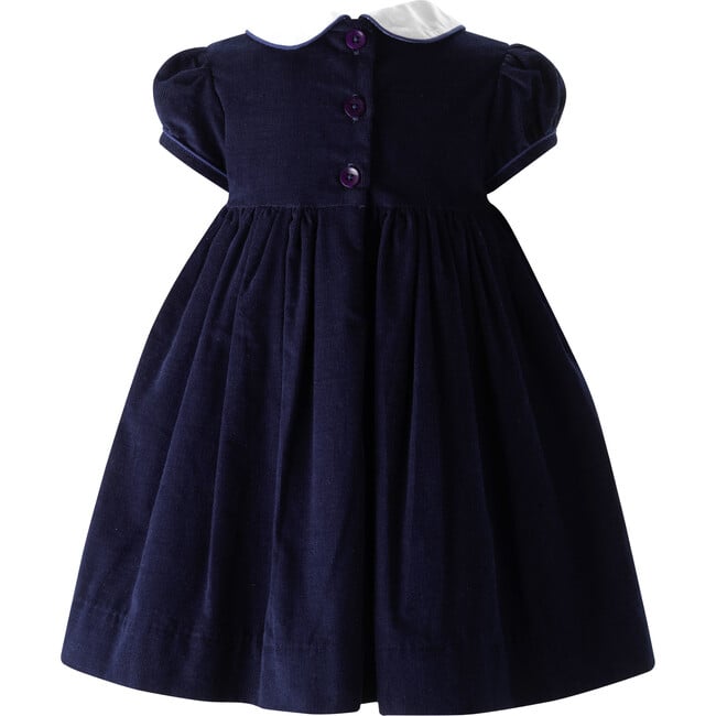 ABC Peter Pan Collar Puff Sleeve Smocked Dress & Bloomers, Navy - Dresses - 2