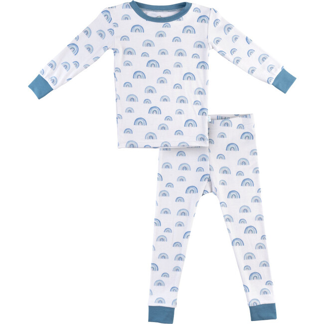 Toddler Bamboo Pajamas, Blue Rainbow