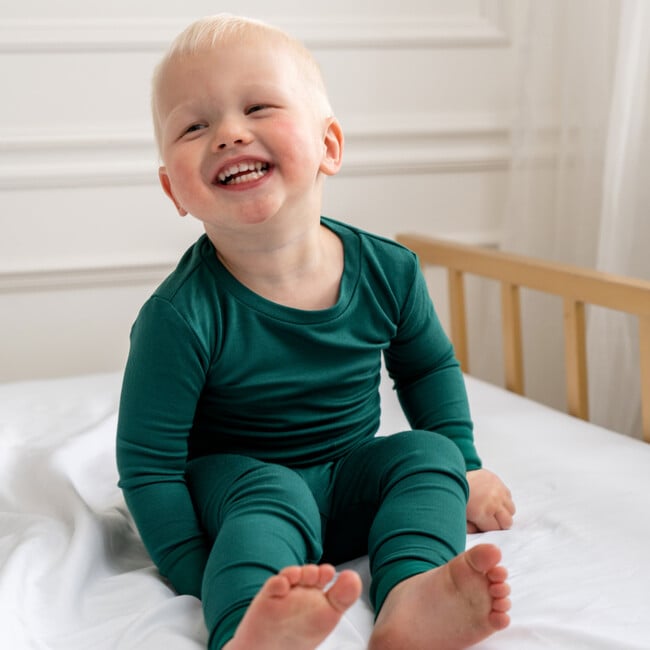 Toddler Bamboo Pajamas, Forest Green - Pajamas - 2