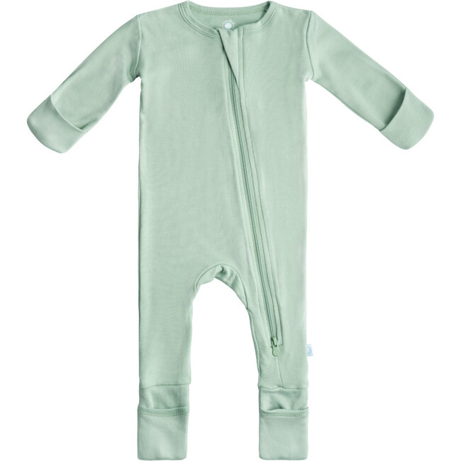 Baby Bamboo Pajamas w/ DreamCuffs®, Sage Green - Footie Pajamas - 1