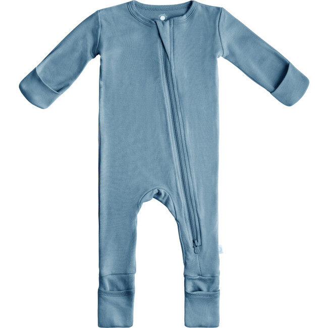 Baby Bamboo Pajamas w/ DreamCuffs®, Ocean Blue - Footie Pajamas - 1