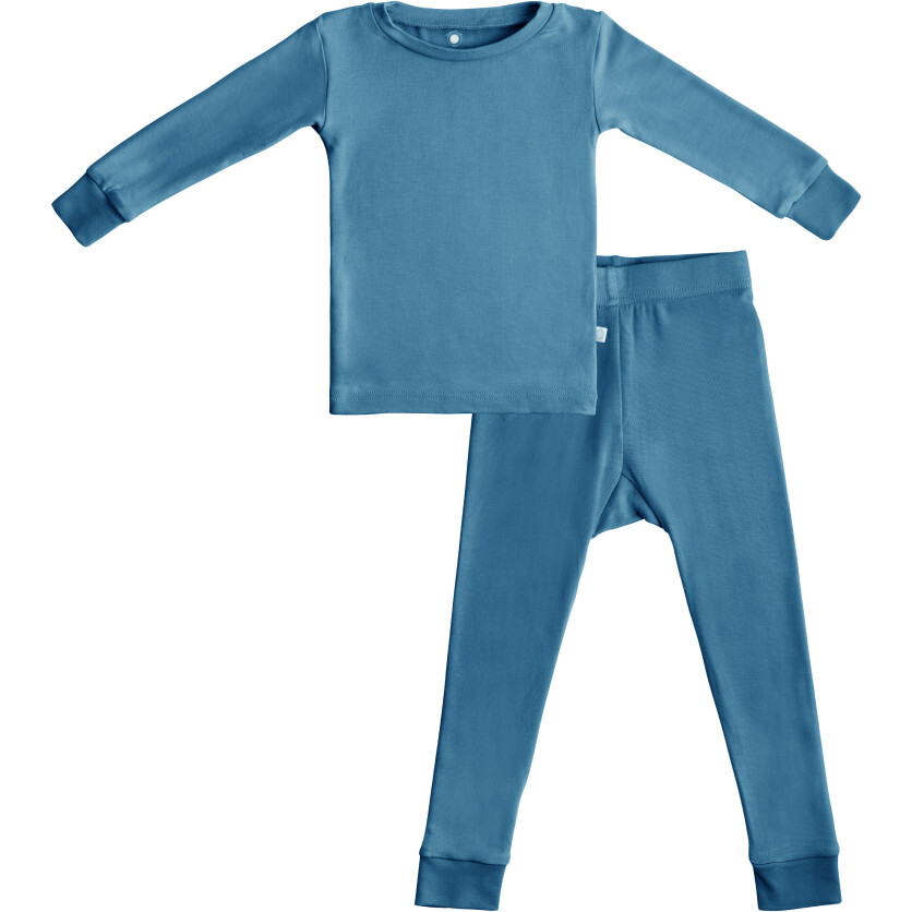 Toddler Bamboo Pajamas, Ocean Blue - Pajamas - 1