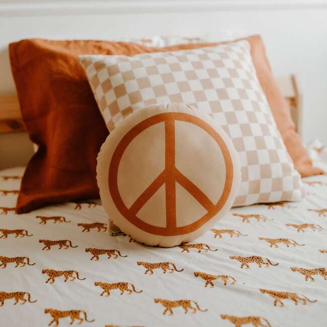 Peace Sign Pillow, Peach - Pillows - 2