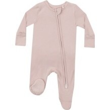 Sepia Rose 2 Way Zipper Ruffle Back Footie, Pink