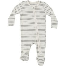 Ribbed Stripe Desert Sage 2 Way Zipper Footie, Sage