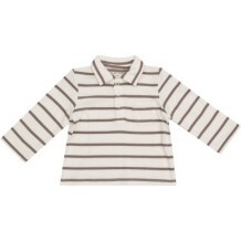 Ribbed Brown Stripe Polo L/S Shirt, Brown