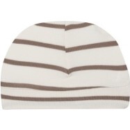 Ribbed Brown Stripe Beanie Hat, Brown