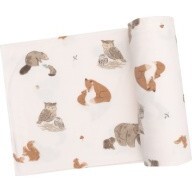 Mixed Woodland Animals Swaddle Blanket, Pink