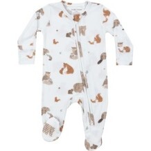 Mixed Woodland Animals 2 Way Zipper Footie, Blue