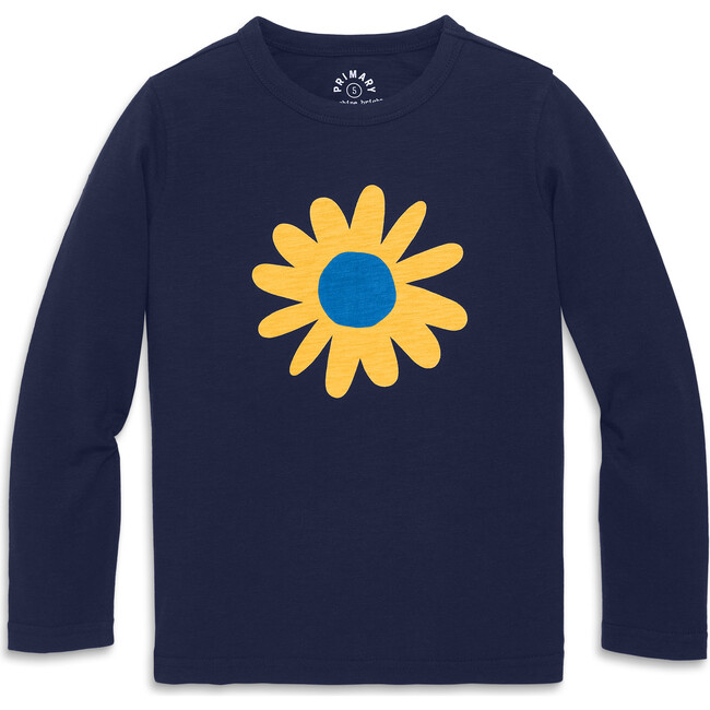 Long Sleeve Sunflower Tee, Navy Sunflower