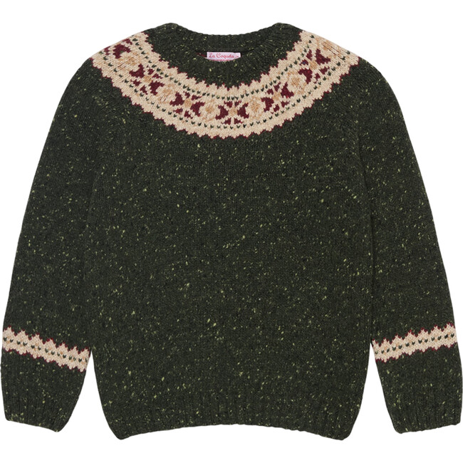 Green Merino Fair Isle Kids Sweater