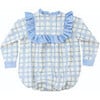 Nora Plaid Velvet Ruffle Neck Long Sleeve Bubble, Pembroke - Onesies - 6