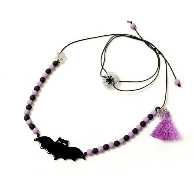 Starry Bat Black Beaded Necklace