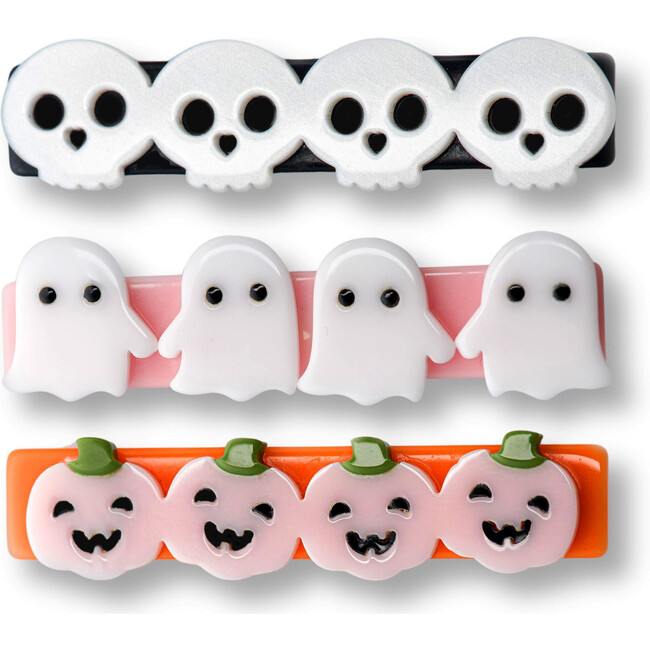 Skulls Pumpkins and Ghosts Hair Clips