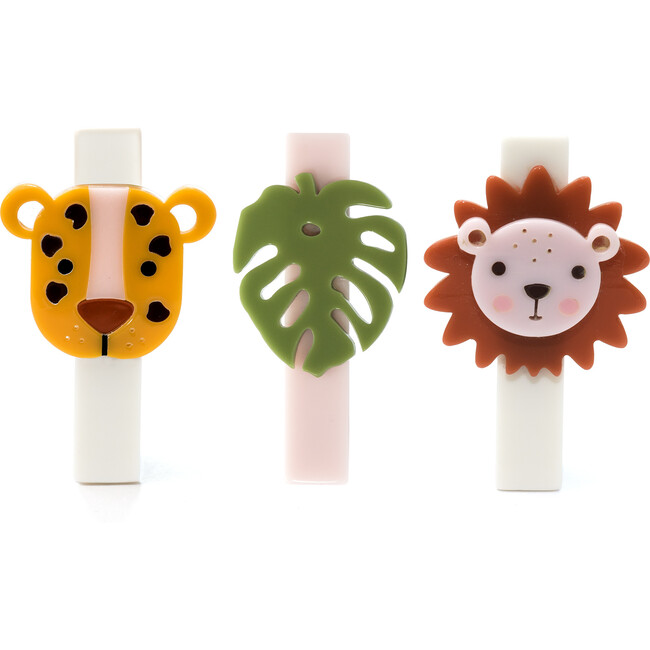 Lion and Leopard Jungle Trio Hair Clip Set