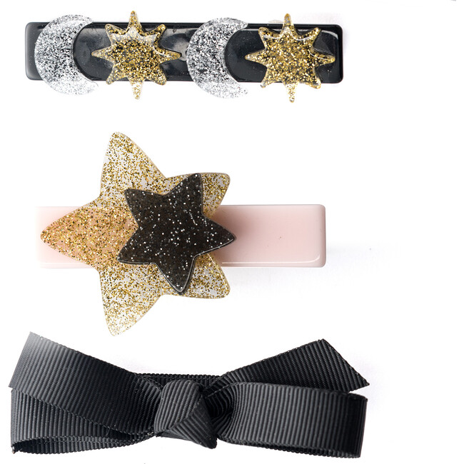 Celestial Glitter Stars and Bow Hair Clips