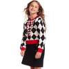 Kids White Argyle Sweater, Candy Canes - Sweaters - 2