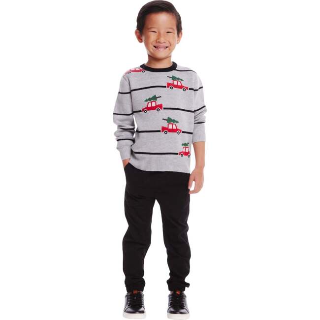 Kids Striped Sweater, Holiday Cars - Sweaters - 2