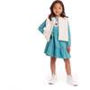 Kids Teal Jersey Dress & Faux Fur Vest Set, Rainbow Graphic - Mixed Apparel Set - 2