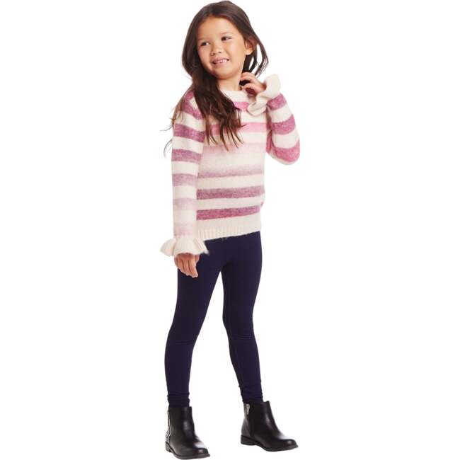 Kids Striped Oatmeal Sweater & Legging Set, Purple Ombre - Mixed Apparel Set - 2