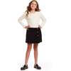 Kids Rib Knit Long Sleeve Top & Corduroy Skirt Set, Cream & Sleek Black - Mixed Apparel Set - 2