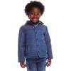 Kids Reversible Flannel Puffer Jacket, Navy & White - Jackets - 2