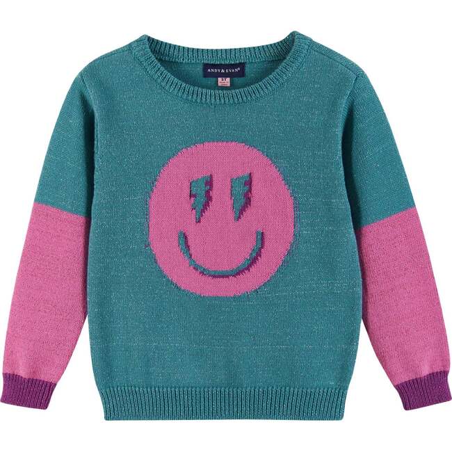 Kids Lurex Sweater & Legging Set, Ombre Smiley Graphic - Mixed Apparel Set - 2