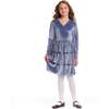 Kids Lurex Tiered Dress, Periwinkle Velvet - Dresses - 2